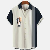 Camisa de Verano Hawaiiana para Hombres Estampado 3D de Saxofón, Suelto, Manga Corta, Clásico, Para la Playa, Aloha - details 7