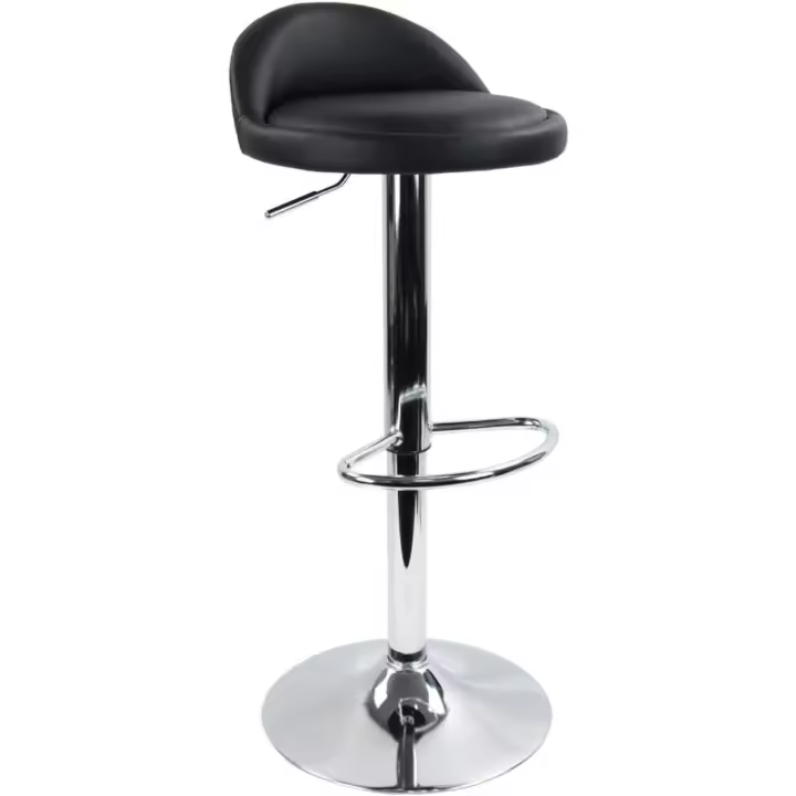 Barra Redondo Piel sintética con reposapiés Altura Ajustable Giratorio Color Negro - 1