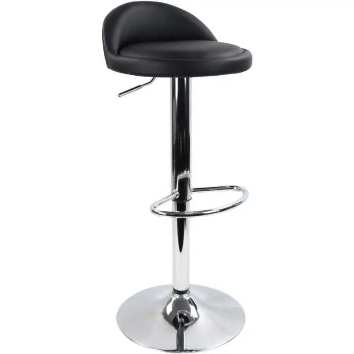 Barra Redondo Piel sintética con reposapiés Altura Ajustable Giratorio Color Negro - 1