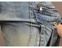 Jeans Retro Azules Lavados Estilo Hip Hop con Diseño de Bolsillos Adelgazados Moda para Hombres - details 15