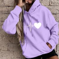 Sudadera con capucha para mujer, suéter cálido con cordón, estampado de corazón, Primavera, novedad - details 6
