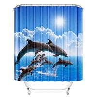 Cortina De Ducha De Mariposa Azul Vida Marina Marine Life Poliéster Tela Tema Oceánico Para Niños Con 12 Ganchos Decoración De Baño - details 0