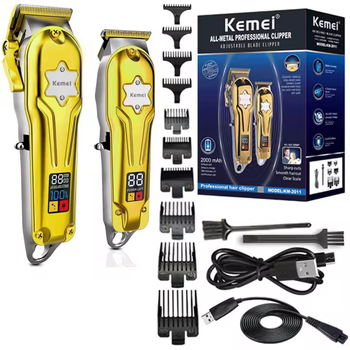 Kemei-kit combinado de metal para hombre, cortadora de pelo eléctrica, profesional, recargable, 2011 - 1
