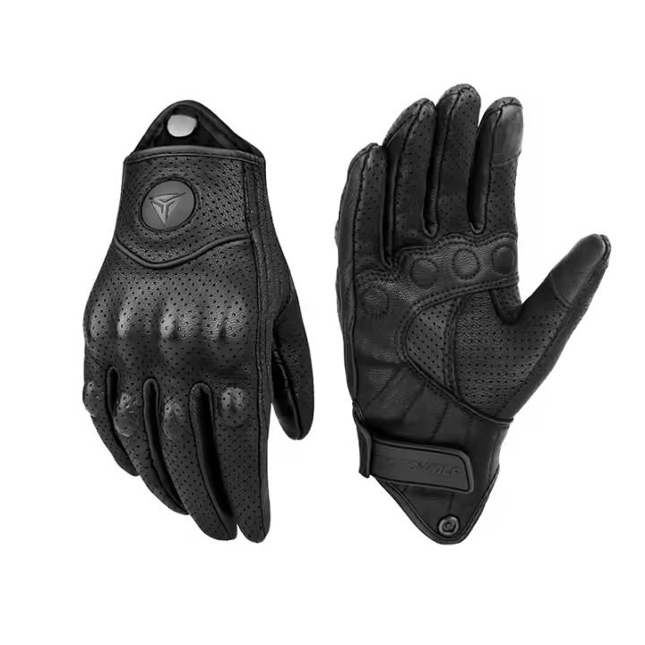 Guantes de cuero genuino para motocicleta, manoplas de piel de cabra para verano, operación táctil, protección de articulaciones - 1