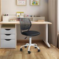 Silla de escritorio ajustable giratoria, silla de oficina con asiento de tela, silla de trabajo ergonómica sin reposabrazos, negra - details 3