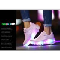 Zapatillas luminosas de dos ruedas con carga USB 2025, zapatos de patín con luz Led para niños, zapatillas de deporte para niños - details 15