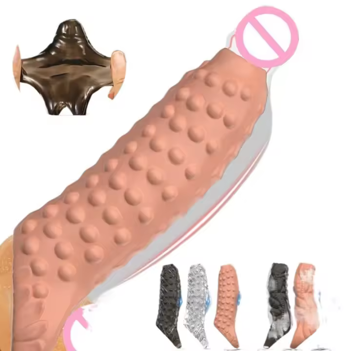 Empaque privado Extensor sexy reutilizable Condón retardante de la eyaculación Funda para pene Dildo masculino Juguetes sexuales para hombres Adultos 18+ Artículos eróticos - 1