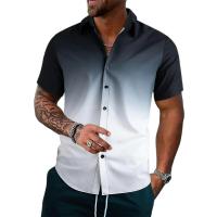 Camisa con estampado 3D degradado para hombre, ropa de verano, camisetas de manga corta, ropa de calle, camisas hawaianas informales holgadas - details 0