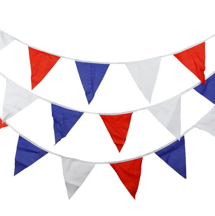 Pancarta de algodón de 10,5 pies para celebración, banderas reutilizables para Festival triangular, decoración para fiesta de cumpleaños, Halloween, aniversario de Navidad - 1