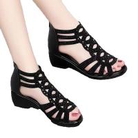 Sandalias planas romanas de PU para mujer, zapatos de playa de talla grande, fondo suave, negro y dorado, 42, 41, 40, 39 - details 4