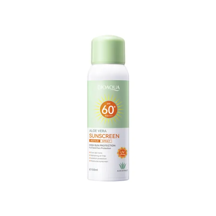 Spray Solar de Aloe Vera SPF60 + PA +++ UVA/UVB, Reparador recargable Hidratante Impermeable Resistente al Sudor, 150ml / 5.07fl.oz - 1