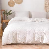 Cubierta de Edredón de Verano en Blanco con Pliegues de Pinzón Lujo Tamaño Queen King Set de Ropa de Cama 220x240cm - details 2