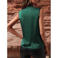 Blusa de satén sin mangas para primavera y verano para mujer, camiseta sin mangas fruncida, nueva camisa Sexy - details 7