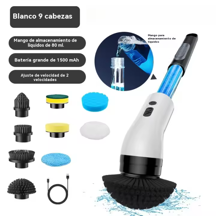 Cepillo de limpieza eléctrico multifuncional recargable Automático giratorio para cocina, baño, vidrio largo y corto - 1