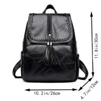 Mochila para mujer, bolso escolar, bolso de hombro de viaje impermeable negro clásico, mochila multifunción para mujer - details 2