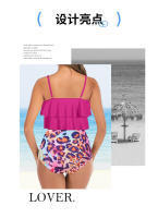 Sexy con volantes con cintura alta y cojín en el pecho, traje de baño dividido en bikini para mujer - details 4