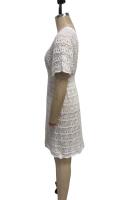 Mini vestido de playa de ganchillo con cuello en V, cubierta de punto de manga corta para mujer, túnica ligera de verano para traje de baño - details 1