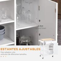 Carrito de Cocina Carro Auxiliar con Ruedas 1 Cajón 1 Armario 3 Estantes Abiertos de Almacenamiento para Comedor 66x39,5x86,5 cm Blanco - details 5