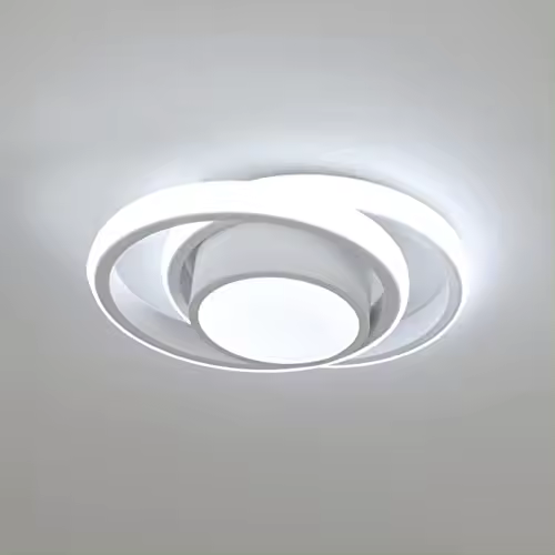 Goeco-Lámpara de Techo LED Blanca Redonda de Aluminio, 32W, 27x22x6 CM, Luz Blanca 6500K, Ideal para Pasillo Cocina - 1