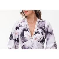 Vestido corto de encaje con cuello en V estampado de temperamento dulce nuevo de primavera para mujer - details 33