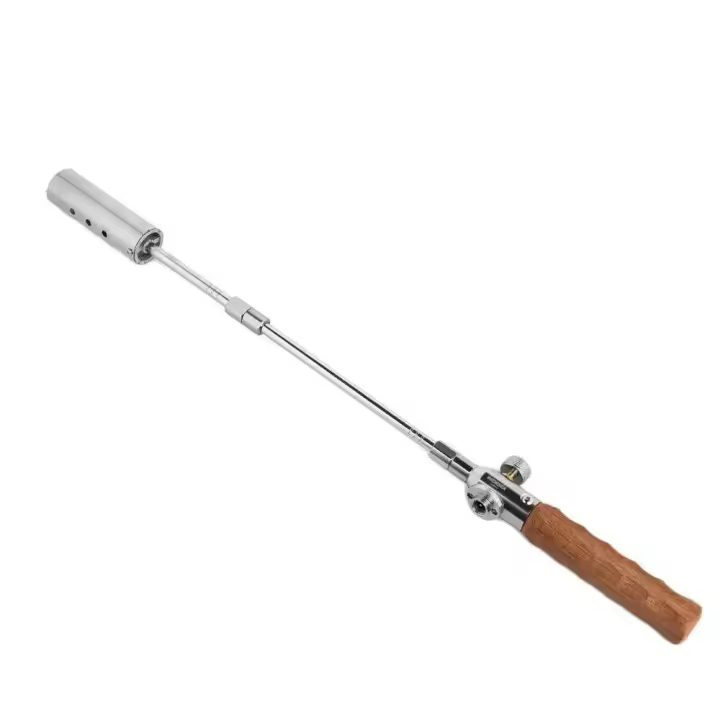 Kit de Herramientas de Cocina al Aire Libre Portátil Rocía de Llama de Camping con Mango Largo de Madera Removible de Tanque de Gas de Picnic - 1