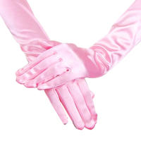 Guantes de satén para mujer, manoplas largas lisas de Color sólido, accesorios nupciales para boda, 38cm - details 6