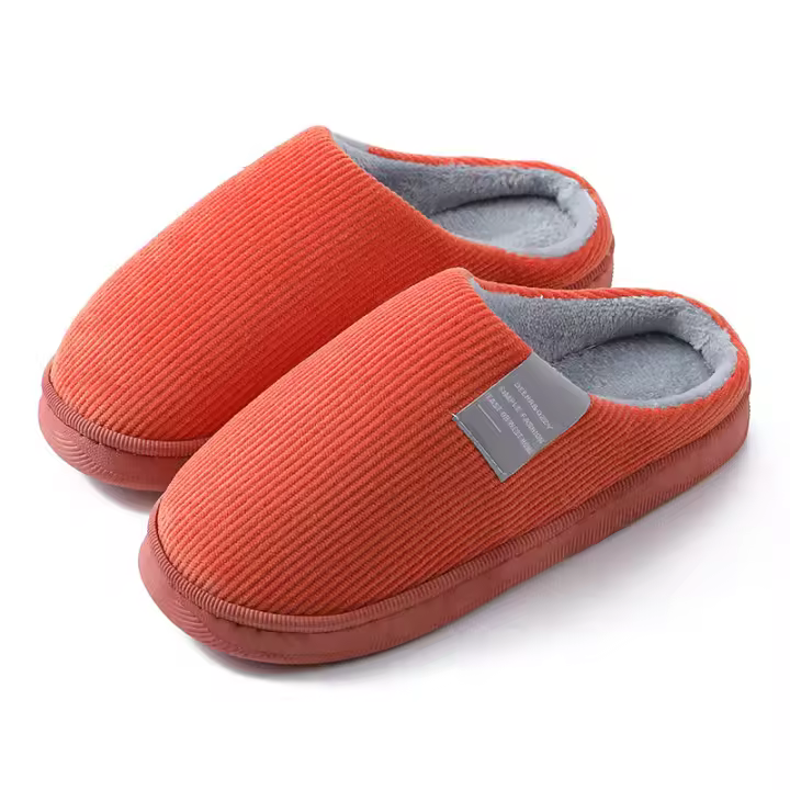 Zapatillas de casa de piel para hombre y mujer, zapatos de algodón, toboganes mullidos, pantuflas de felpa cálidas para parejas - 1