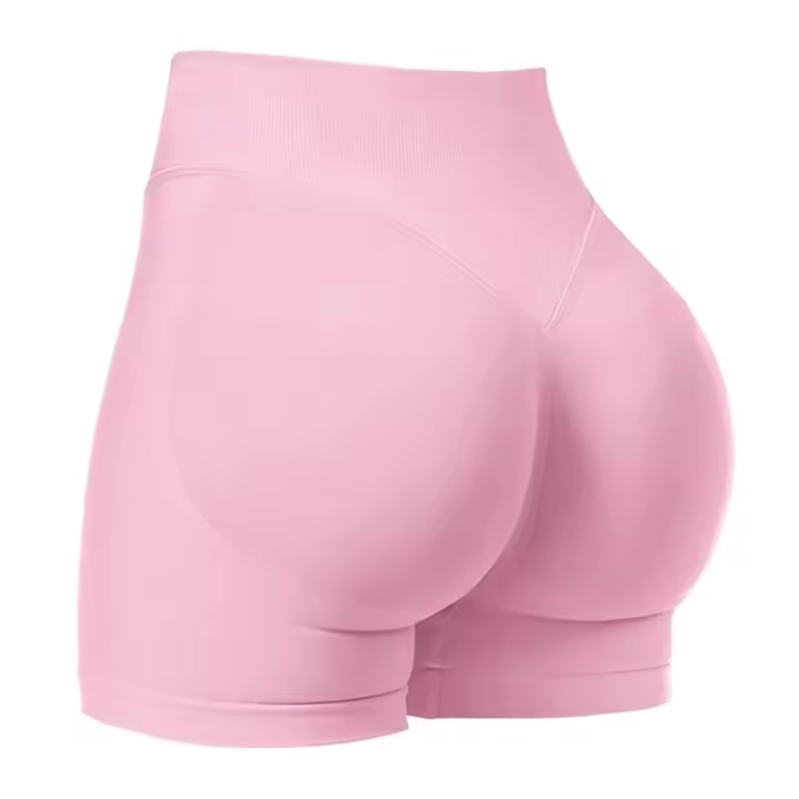 Pantalones cortos elásticos de impacto para correr y ciclismo de 4,5 pulgadas, pantalones cortos sin costuras con cintura baja acanalada, pantalones cortos de gimnasio, pantalones cortos de Yoga para botín alto - 1