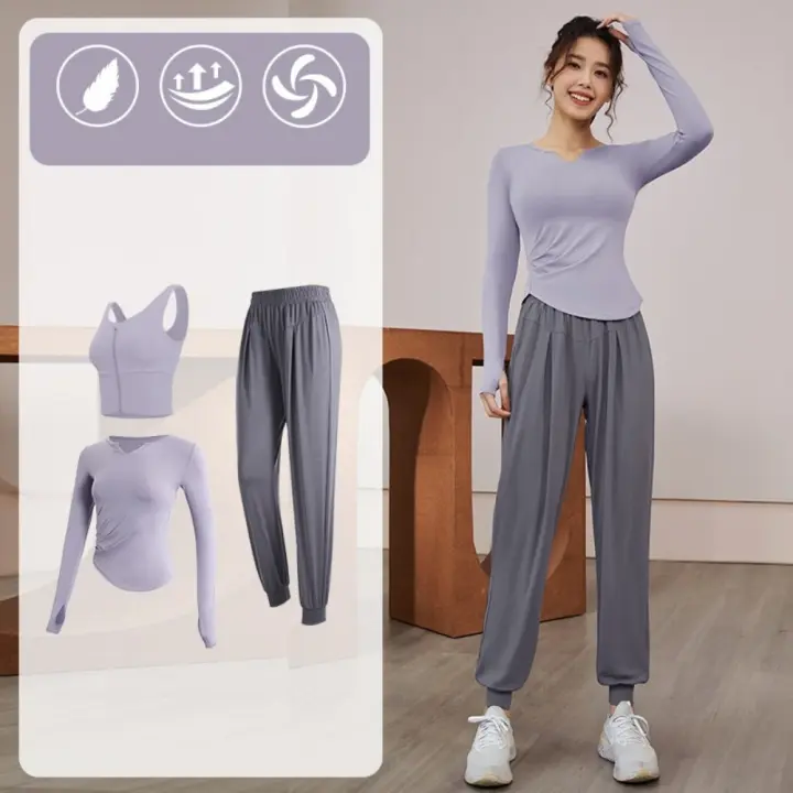Conjunto deportivo de mujer de secado rápido, camiseta de manga larga para correr, pilates y yoga - 1