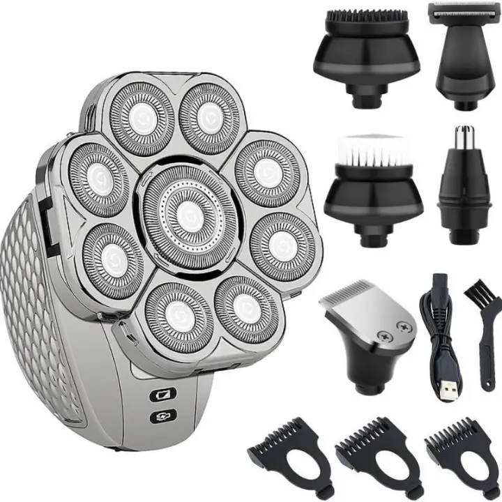 Maquinilla de Afeitar Eléctrica Multifuncional 9 Cabezas de Cuchillo para Barba y Corte de Pelo Lavable Ideal para el Hogar - 1