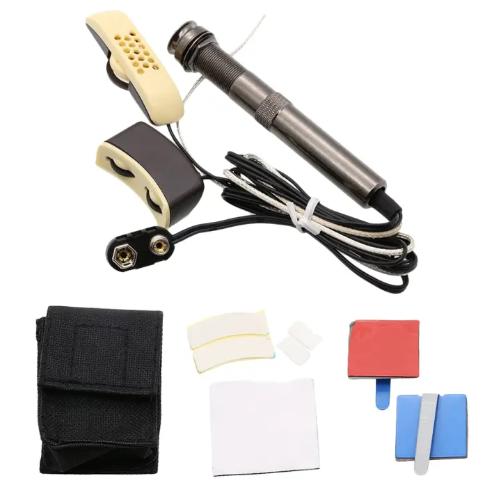 Pastilla de guitarra acústica folclórica, ecualizador de A-202, sintonizador de amplificador piezoeléctrico con conector de salida de 6,35 Mm (con micrófono) - 1