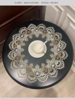 Mantel redondo, funda, bordado, arte americano, ENCE, doble línea, disco transparente, decoración de mesa de comedor para el hogar - details 2