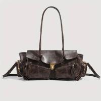 Bolso Crucero de Motocicleta con Asa Larga Diseño de Múltiples Bolsillos Cuero Sintético Negro - details 1