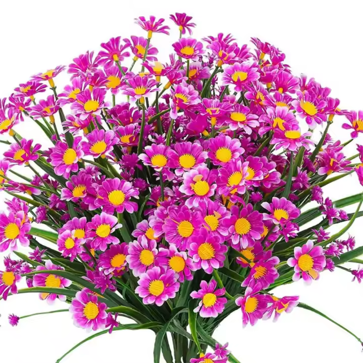 Margarita pequeña de plástico realista resistente a los rayos UV, flores artificiales coloridas, crisantemo de color, decoración de jardín para el hogar y al aire libre - 1