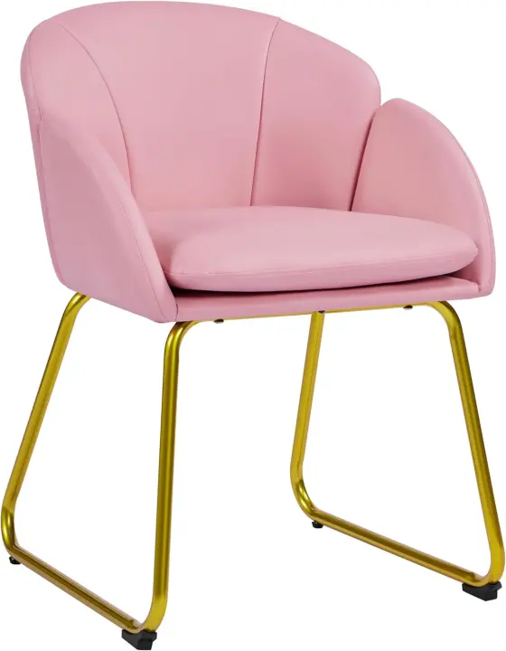 Terciopelo Sillon para Dormitorio Silla para Comedor Cocina Pata Metal Silla Sala de Estar Rosa Claro - 1