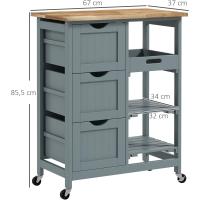 Carrito de Cocina con Ruedas Multiuso con 3 Cajones Ventanas Abiertas y Bandera Extraíble - details 11