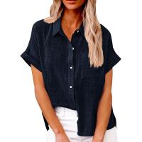 Camisa Simple y a la Moda para Mujer Algodón y Lino Informales, Clásicas con Manga Corta y Borlas - details 7