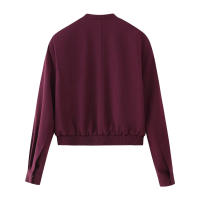 TRAFZA-Conjuntos de ropa de calle para mujer, color rojo vino, cuello redondo, bolsillos con cremallera y pantalones sueltos de cintura alta, trajes de manga larga a la moda para primavera - details 4
