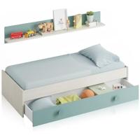 Cama Nido Juvenil 2 Camas + Estante Blanco Alpes y Verde Acua Medidas 200 cm x 98 cm x 43 cm - details 0