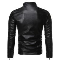 Chaqueta de otoño e invierno para hombre, chaqueta de cuero de color sólido, chaqueta con cuello levantado para hombre, chaqueta ajustada con múltiples bolsillos para hombre - details 5