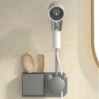 Soporte ajustable para secador de pelo, soporte de pared con fuerte capacidad de carga, soporte duradero sin perforación, estante de almacenamiento para el baño - details 4