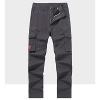 Pantalones de trabajo de algodón para hombre, grueso con múltiples bolsillos Pantalón Cargo, recto, informal, para exteriores, primavera y otoño - details 4