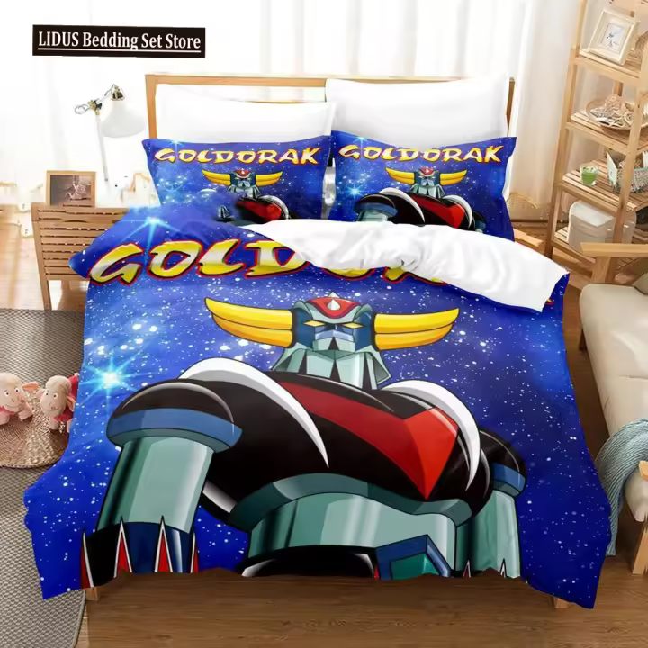 Juego de Ropa de Cama Goldorak Grendizer Funda de Edredón, Cubierta de Cama, Ropa de Cama para Habitación Única, Dormitorio Doble, Rey - 1