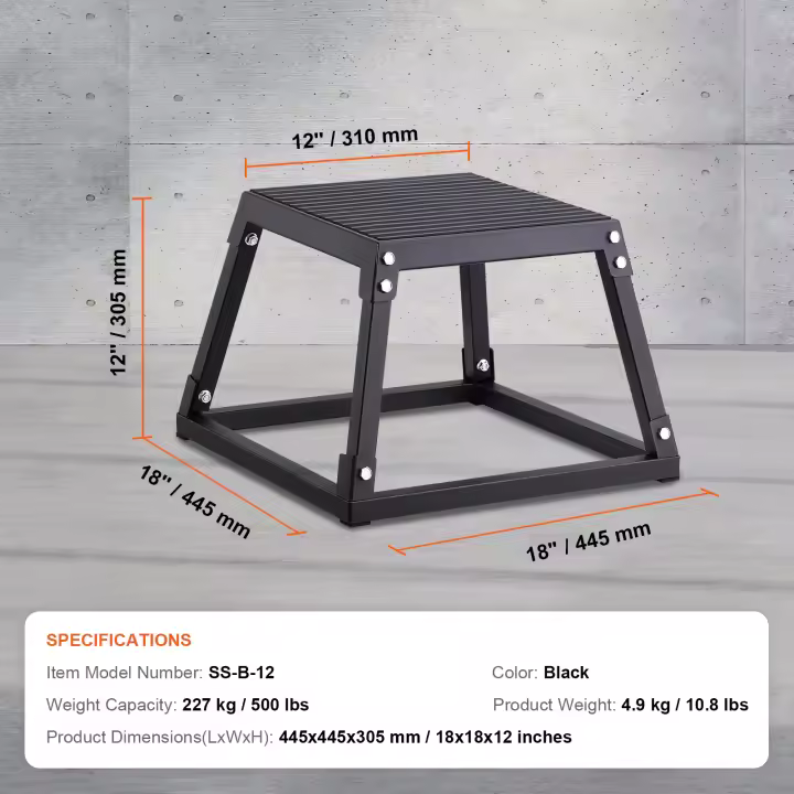 SucceBuy Caja de salto pliométrica, plataforma de acero para gimnasio en casa, antideslizante, para entrenamiento y desarrollo de fuerza - 1