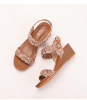 Sandalias de cuña para mujer, verano 2025, nuevo estilo, estilo bohemio, para vacaciones en la playa, retro, tejidas, cómodas, romanas. - details 10