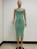 Vestido con tirantes francés ajustado sin mangas con temperamento que abraza la cadera con lentejuelas para mujer - details 4