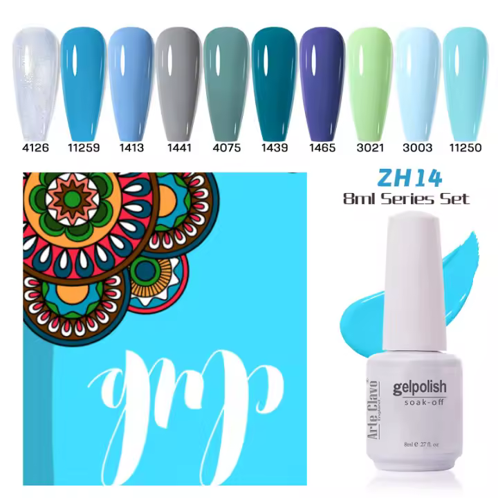 Art clavo-esmalte de gel semipermanente para uñas, conjunto de gel semipermanente para las cuatro estaciones, LED, 8ml, 10 piezas - 1