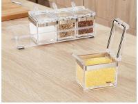 CA transparente, 4 recipientes de vidrio para condimentos con cucharas, pimienta ETA, especias, organizador de especias para camping - details 2