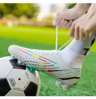 Zapatos de fútbol transpirables de tobillo alto para hombre, botas de fútbol de entrenamiento profesional al aire libre, antideslizantes, ligeras - details 11