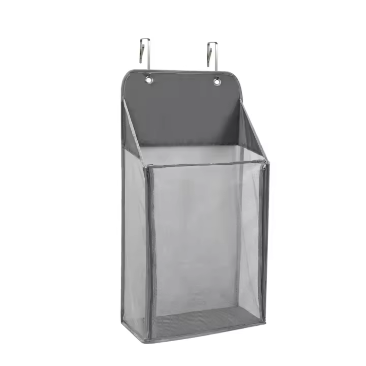 Cesto para la colada de gran capacidad sobre la puerta, ahorro de espacio con ganchos, cesta para la colada de malla colgante, plegable - 1